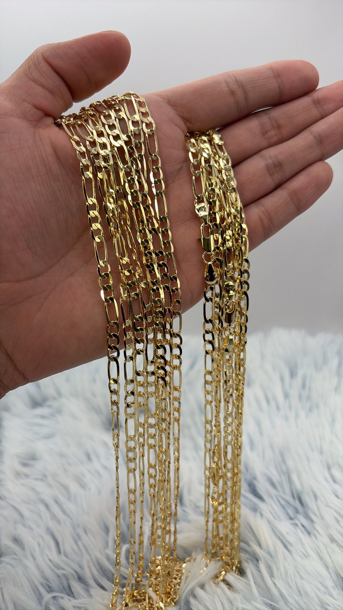 Lote 3 cadenas grumet enchapadas en oro 60cm | N12