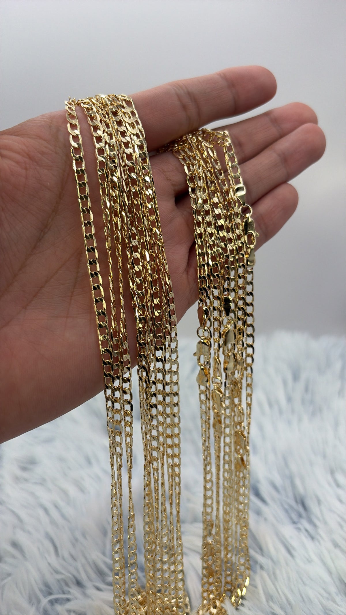 Lote 3 cadenas grumet enchapadas en oro 60cm | N13