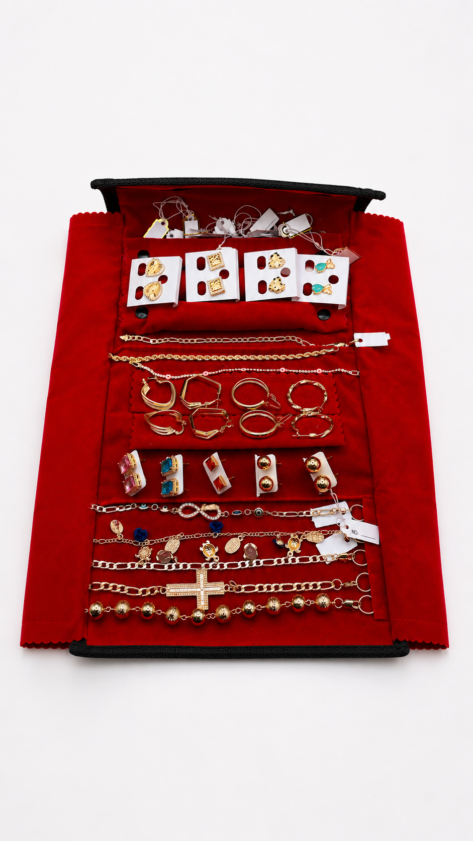 Lote mixto 8 pulseras + 9 aros + 4 argollas + manga de regalo | N°6