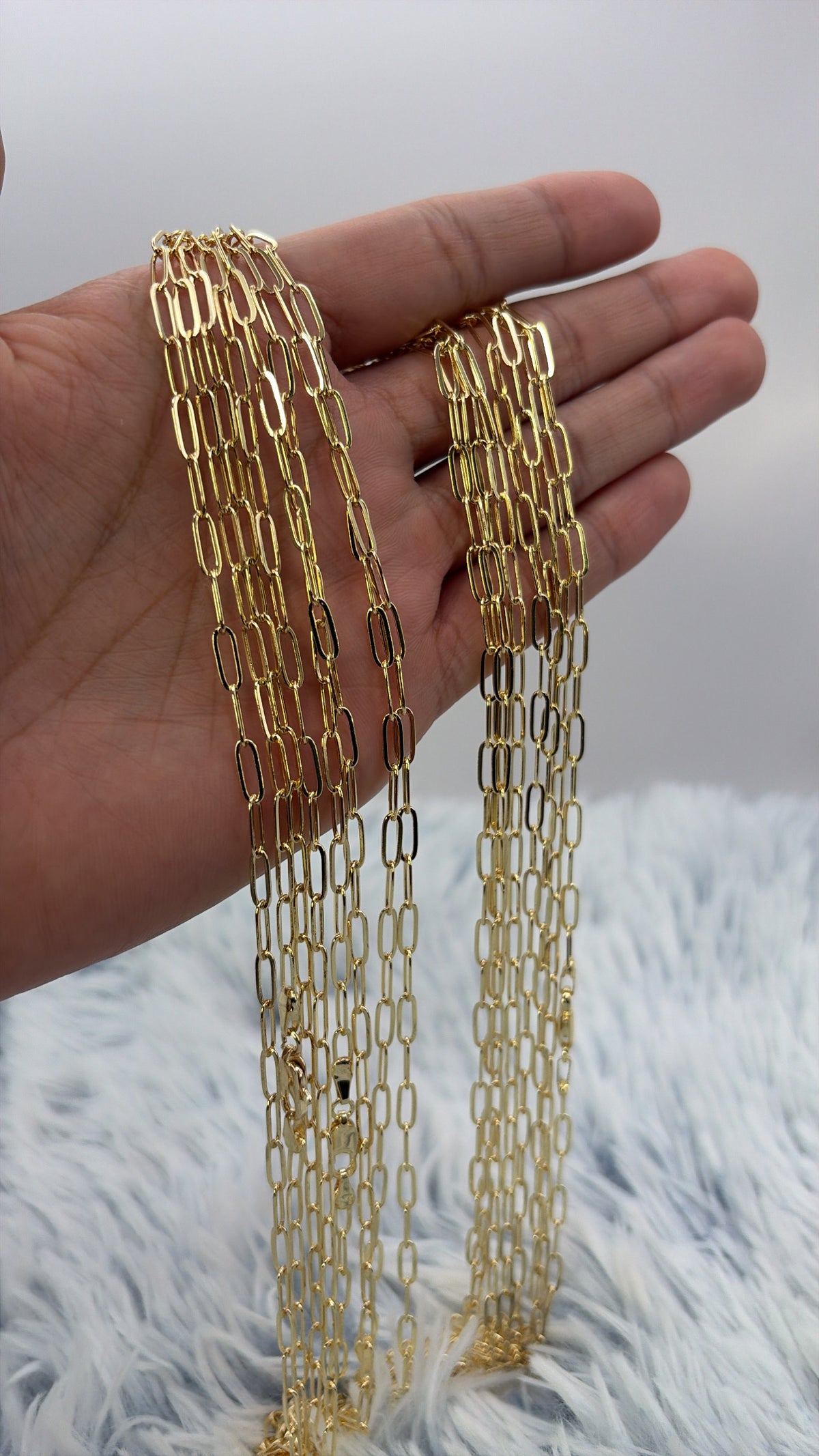 Lote 3 cadenas eslabones enchapadas en oro 60cm | N12