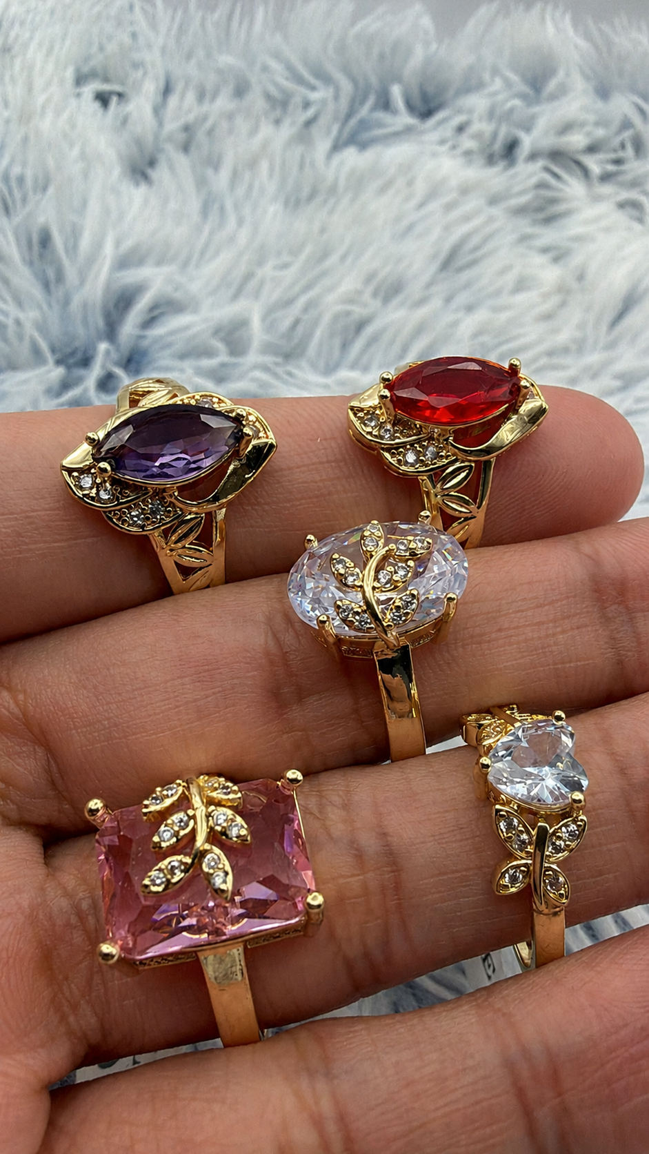 Lote 5 anillos enchapados en Oro | N°1