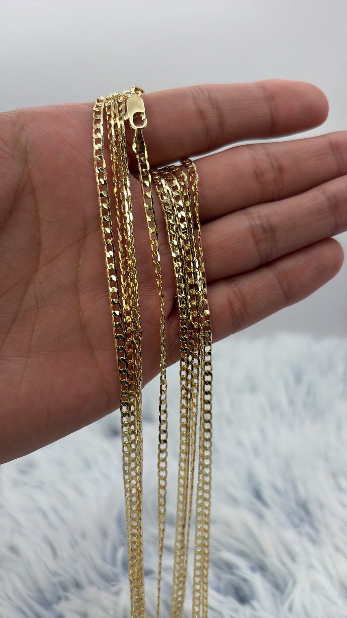 Lote 3 cadenas grumet enchapadas en oro 60cm | N14