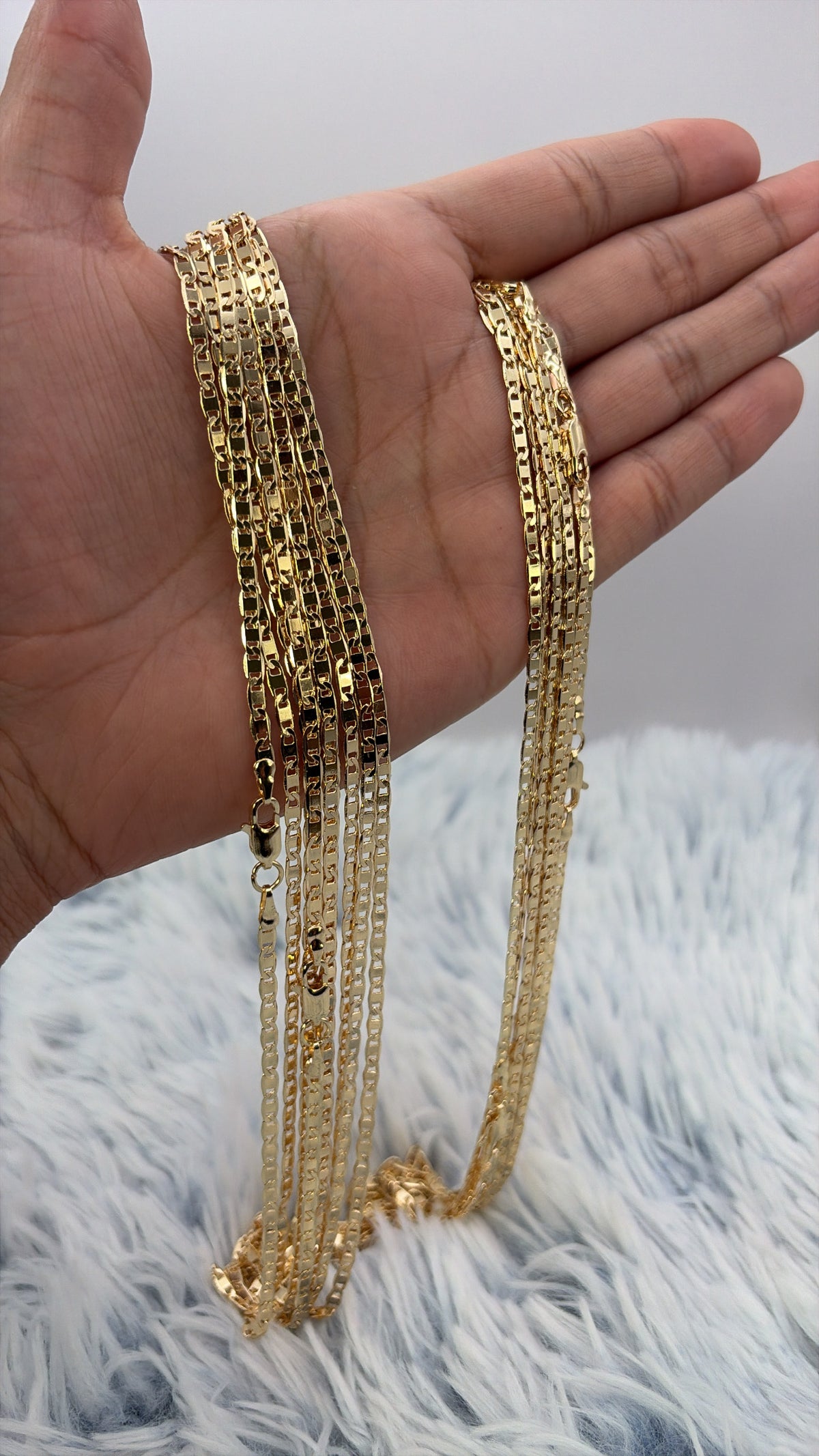 Lote 3 cadenas veneciana enchapada en oro 60cm | N10