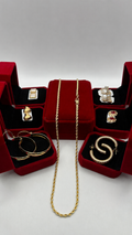 Lote mixto 1 cadena + 4 aros + 2 argollas con enchape de oro | N°12