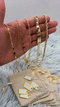 Lote mixto 3 cadenas + 2 pulseras enchapados en oro | N°4