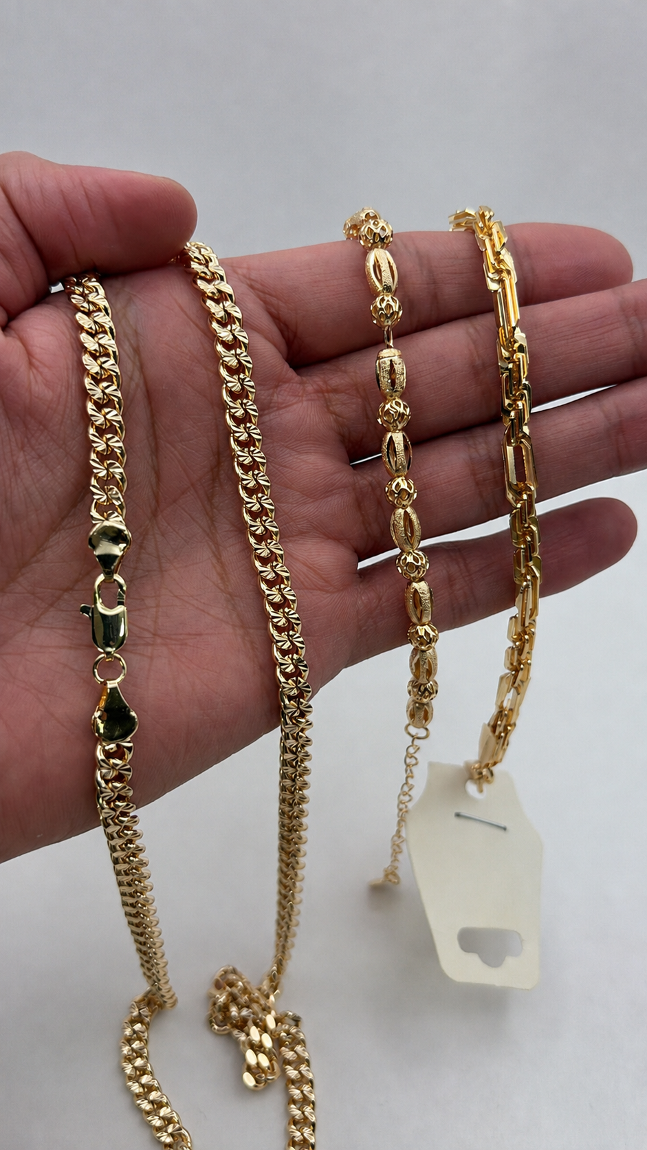 Lote mixto 2 pulseras + 1 cadena enchapados de Oro | N°1