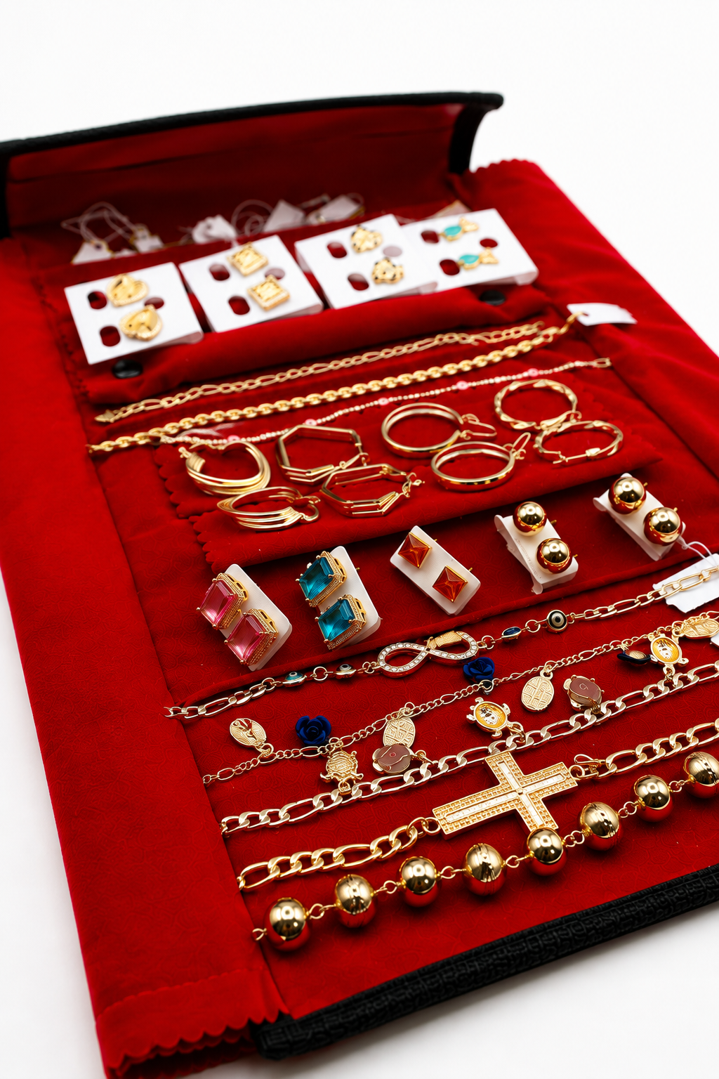 Lote mixto 8 pulseras + 9 aros + 4 argollas + manga de regalo | N°6