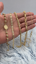 Lote mixto 4 pulseras + 1 cadena enchapadas en oro | N14