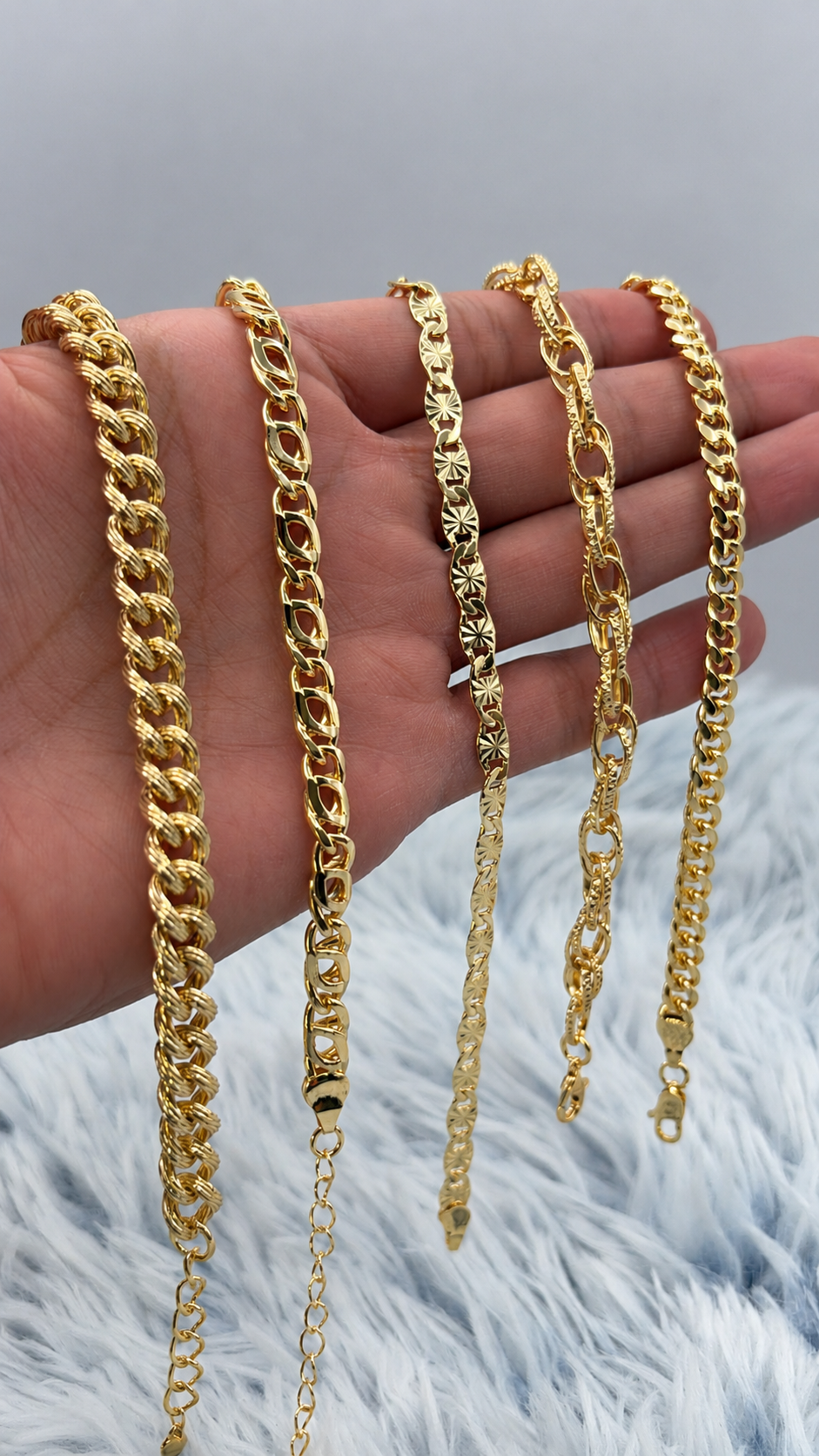 Lote 5 pulseras enchapadas en oro | N°7