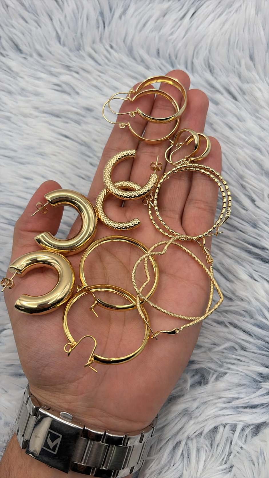 Lote 7 argollas enchapadas en oro |N9