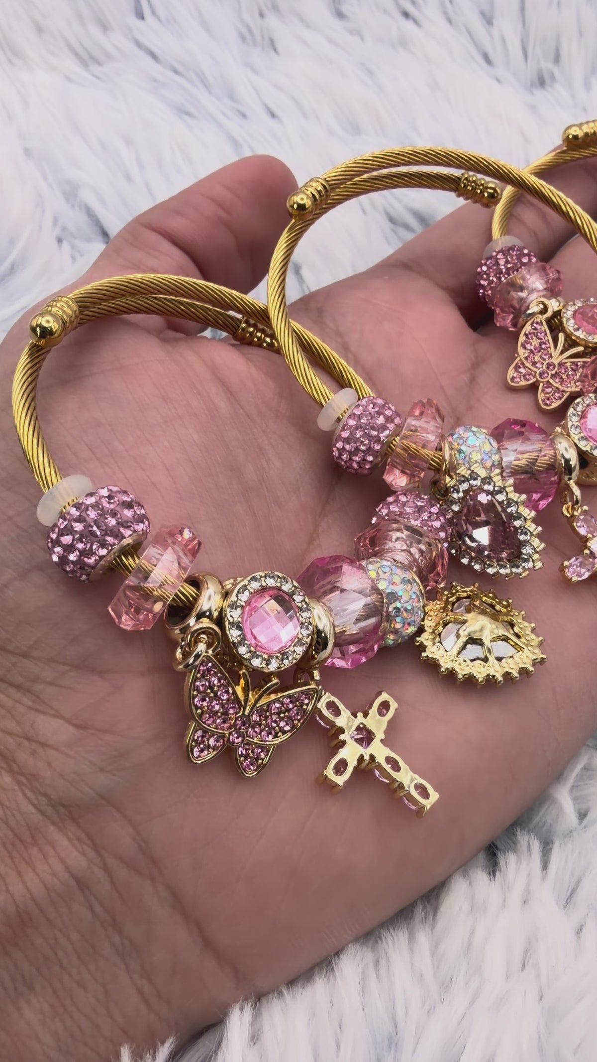Lote mayorista 3 esclavas con Charms enchapadas en oro | N20