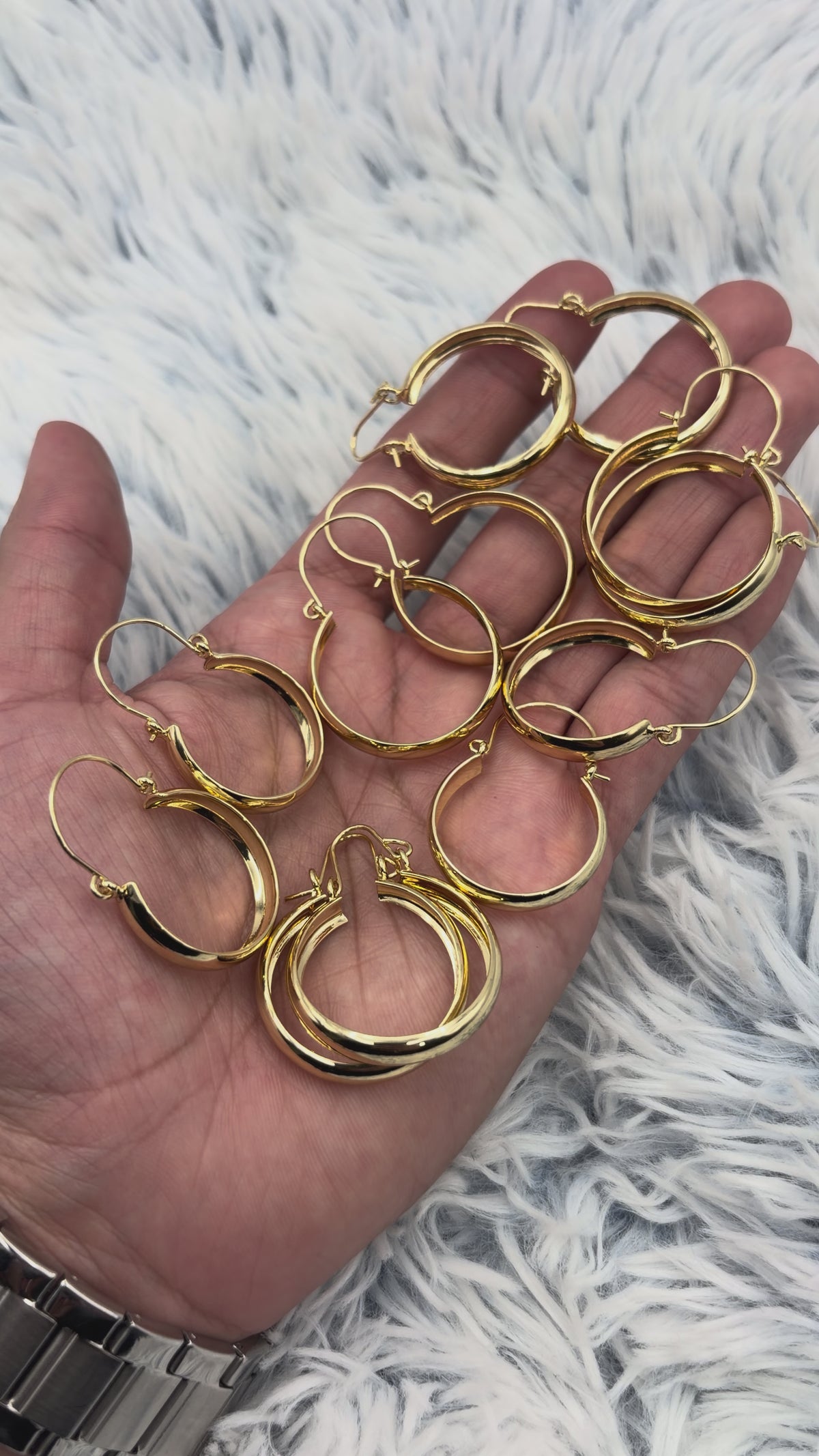 Lote 6 aros bote medianos enchapados en oro | N7