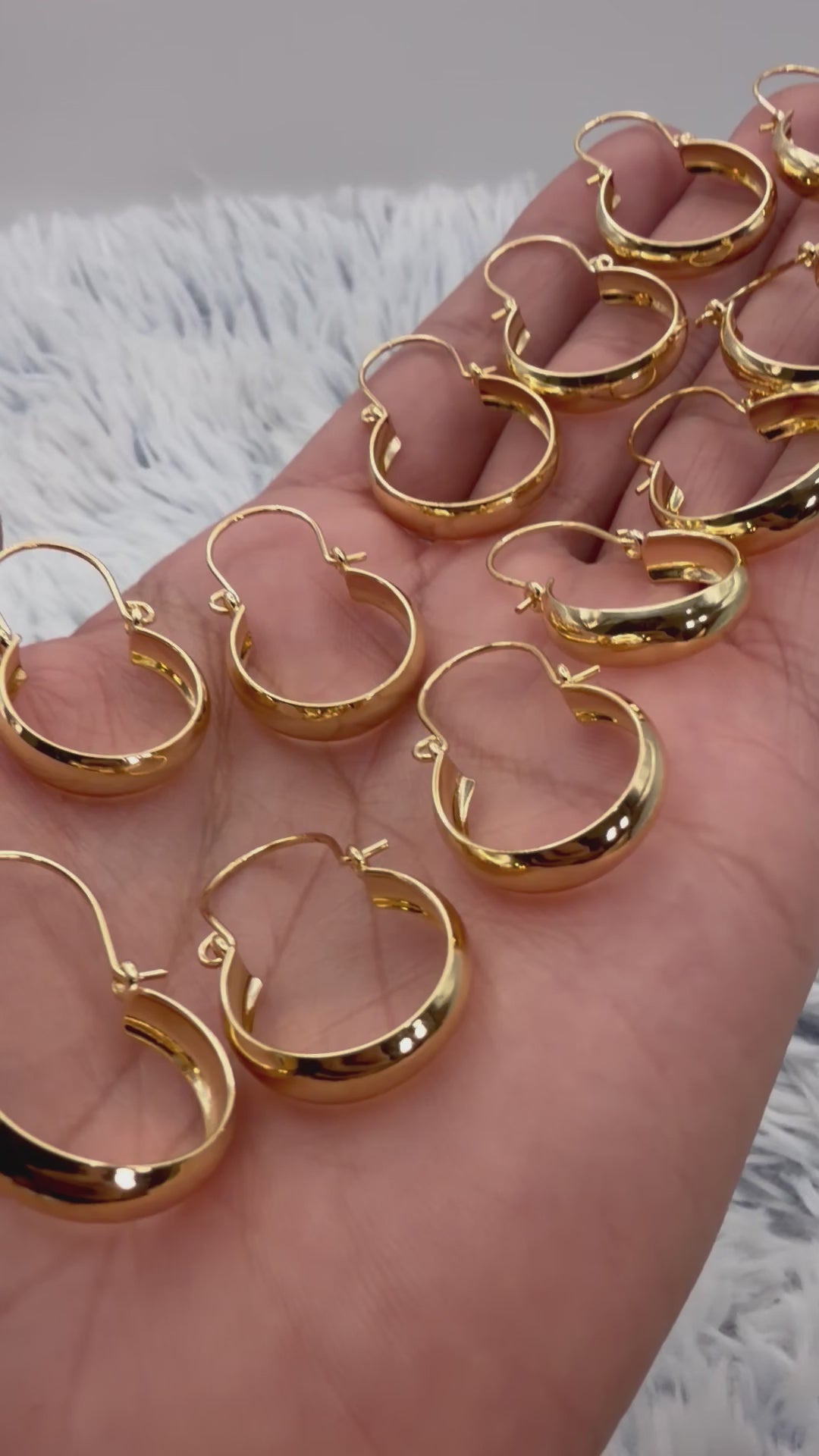 Lote 6 pares aros bote enchapados en oro | N6